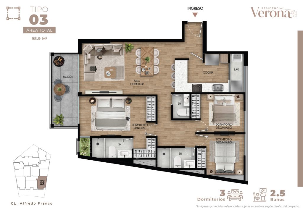 TIPO 03 - DPTOS. 203, 303 503, 603