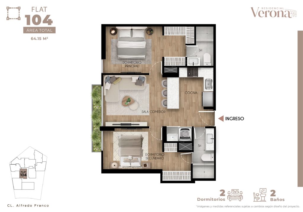 FLAT 104
