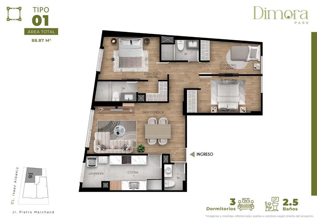 TIPO 01 - DPTOS. 201, 301, 501