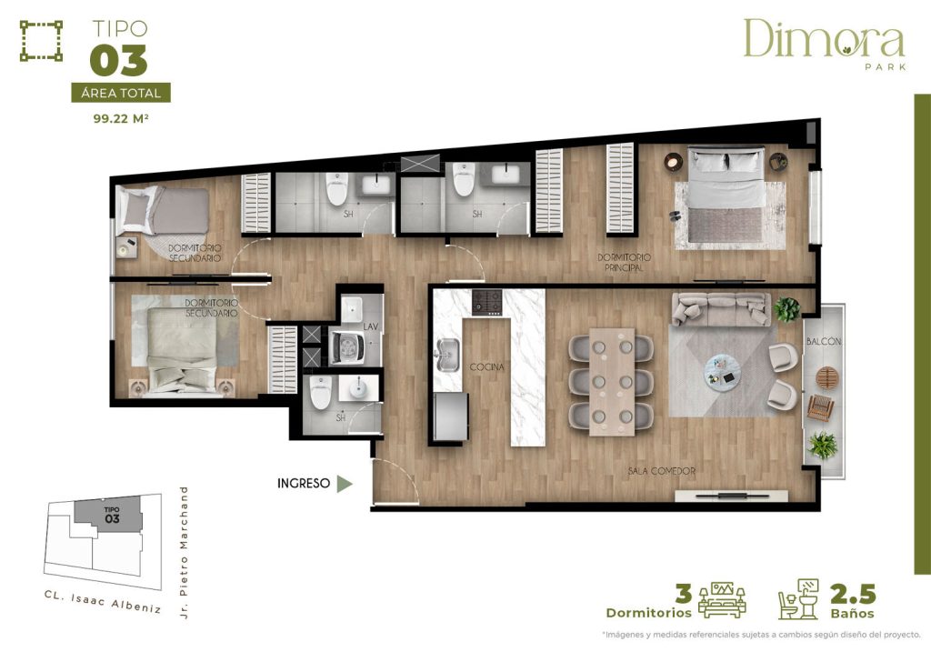TIPO 03 - DPTOS. 203, 303, 403, 503